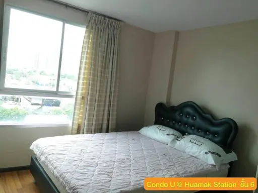 For rent, U @ Huamak Station, ready to move in. Swimming pool view next to ABAC Huamark, hurry to become the owner here.