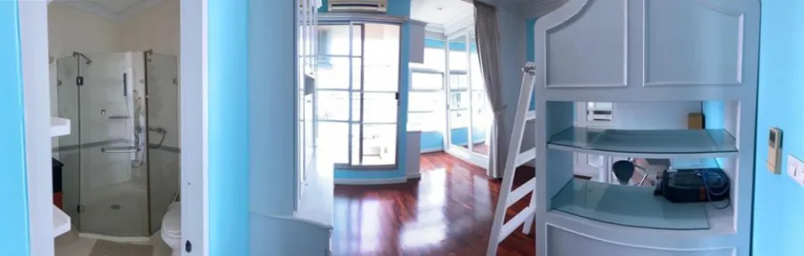 Condo for rent, Baan Klang Krung, Siam-Pathumwan, large balcony, corner room, unblocked view, complete electrical appliances