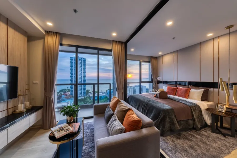 For rent PANORA PATTAYA, one-bedroom room, Sea view, can see the sea from the bedroom, don't miss it.