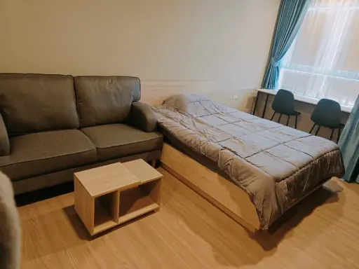 For rent, D Condo Charan-Bang Khun Non, 8th floor, new room, fully furnished, ready to move in. Book now, hurry.