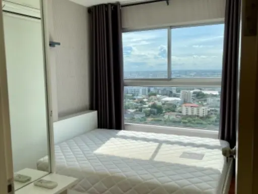 Selling The Trust Condo Ngamwongwan, 24th floor, city view, no building blocking it, beautiful room, built-in in the whole room, buy now