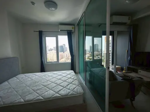 For rent: Chapter One Eco Ratchada-Huai Khwang, high floor unit, fully furnished. Book now!