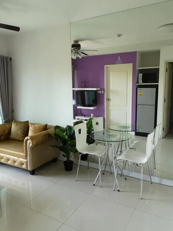 Condo for rent, Summer Garden Chaengwattana 19, purple-white tone room, super bright Come on, don't miss it