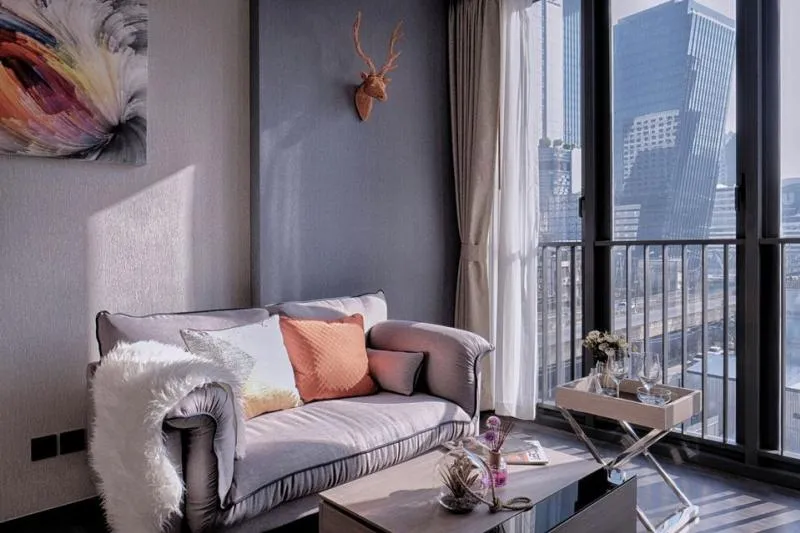 ว้ายย แต่งสวยยิ่งกว่าห้องตัวอย่าง ให้เช่า the line asoke ratchada ห้อง one bed ทุกอย่างครบ ด่วนเลย
