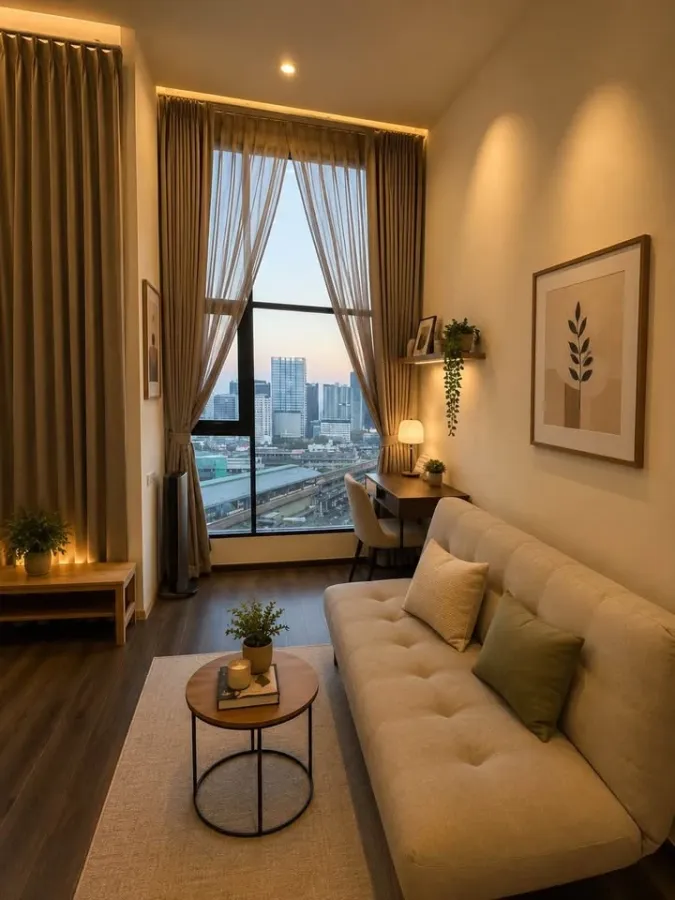 For rent: Knightsbridge Space Ratchayothin, 1-bedroom duplex unit on the 15th floor. Spacious and comfortable. Book now!