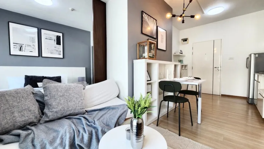 Condo for sale, A Space Sukhumvit 77, decorated in tone-controlled colors, open, fully furnished, reserve first, own first.