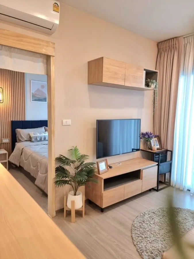 For rent: The Base Phetchaburi - Thonglor, decorated in a warm Muji style, comfortable to live in, balcony like a corner room, if you delay, you'll de