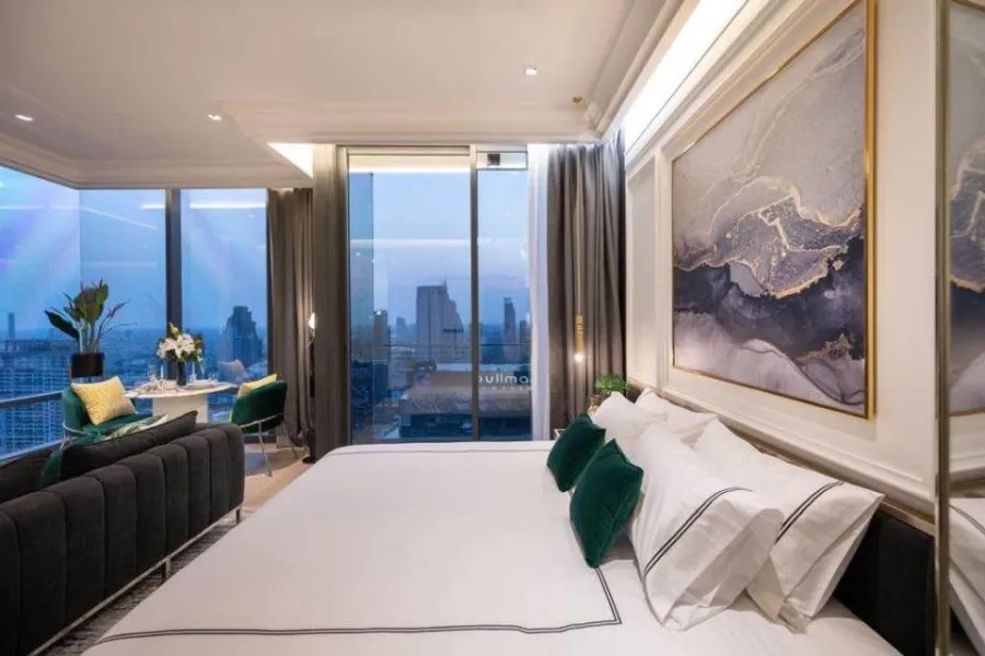 Condo for rent, Ashton Silom, decorated in Art Deco style, fully furnished, high floor, south and west views.