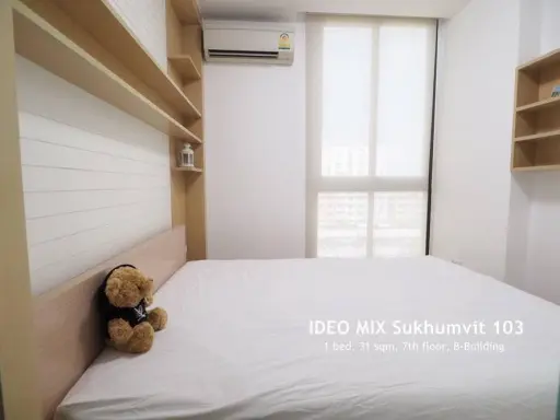 Condo for rent, Ideo Mix Sukhumvit 103, decorated and built in, ready to move in, very beautiful room, urgent