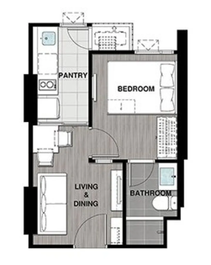 Condo for rent, Centric Huai Khwang Station, nice room, fully furnished, great price, if you don't book, you're seriously missing out.
