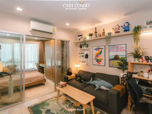 For sale CASA CONDO Ratchada-Tha Phra, complete furniture and electrical appliances. Decorated and ready to move in. Book now.