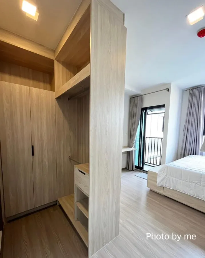 Condo for rent, The Move Kaset, nice room, soft tone, fully furnished, good price, don't miss it