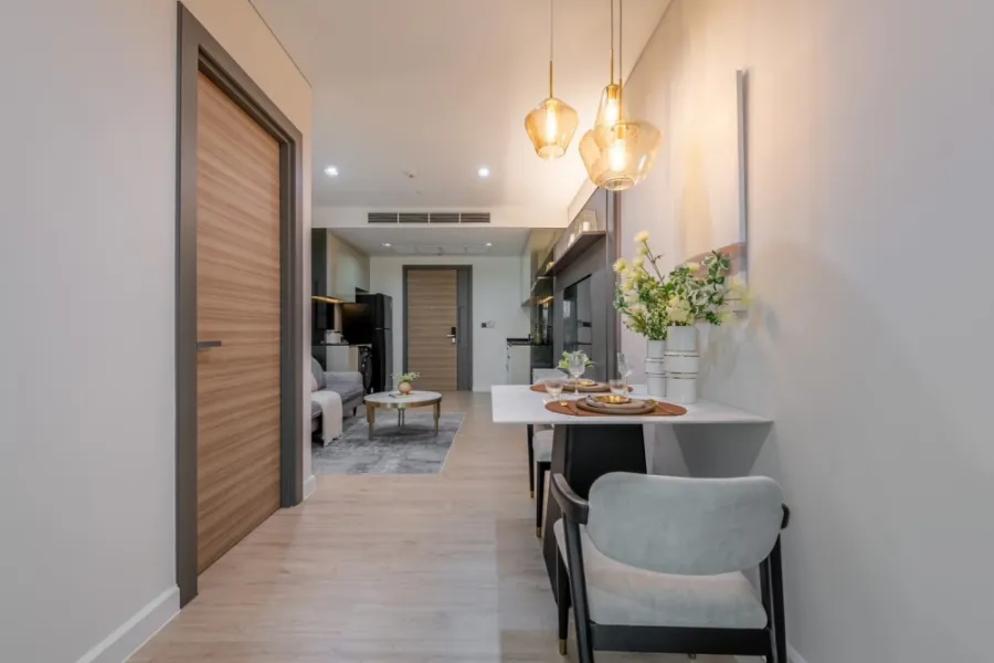 Condo for sale, rent, The Room Charoenkrung 30, Icon Siam view, complete with furniture and electrical appliances.