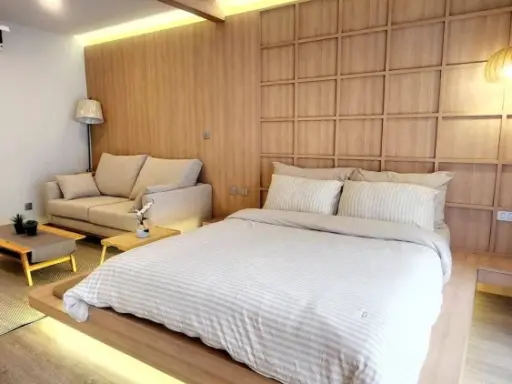 For rent: Salaya One Residences, beautifully decorated minimalist room with high-quality built-in furniture. Book now!