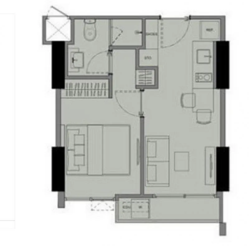 ห้ามพลาด ขายดาวน์ เซ็นทริค รัชโยธิน ห้อง 1 Bedroom ชั้น 14 ห้อง B16 พื้นที่ 30.29 ตร.ม 1 นอน 1 น้ำ