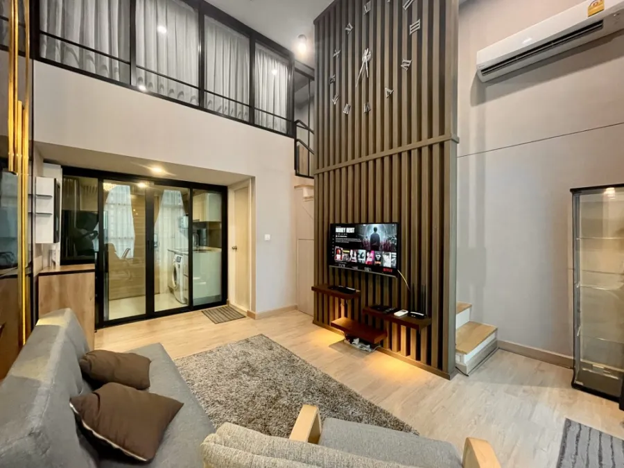 Condo for rent Knightsbridge Duplex Tiwanon, Duplex room, fully furnished, fully built-in Hurry up and reserve now.