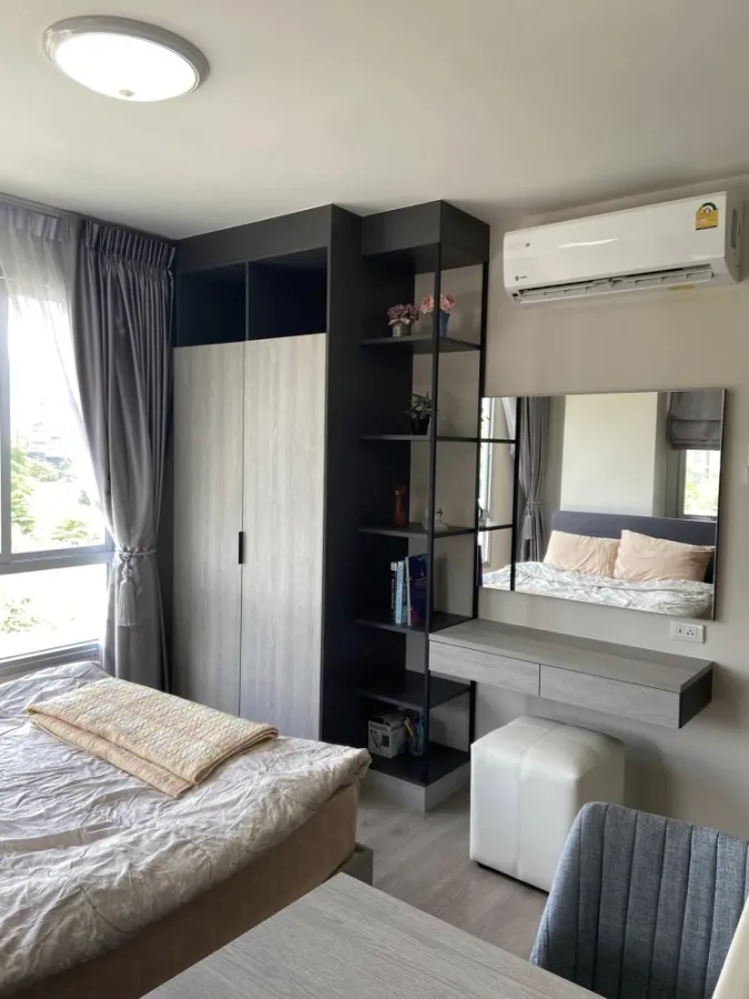 For rent, D Condo, Campus Dome, Rangsit, Phase 3, corner room, fully furnished, livable, hurry up and book now.