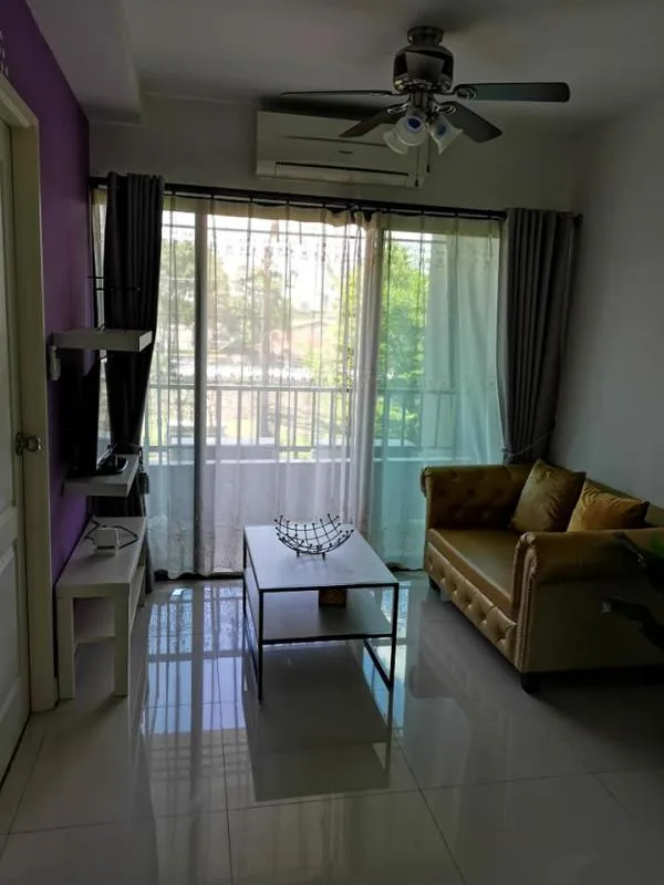 Condo for rent, Summer Garden Chaengwattana 19, purple-white tone room, super bright Come on, don't miss it
