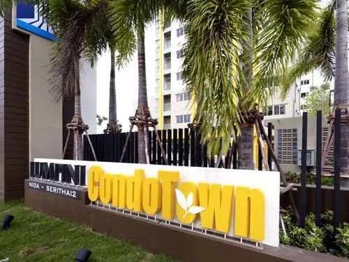 Sale Lumpini Condo Town Nida - Serithai 2 with furniture, new room, never lived For sure, the investment is worth renting.