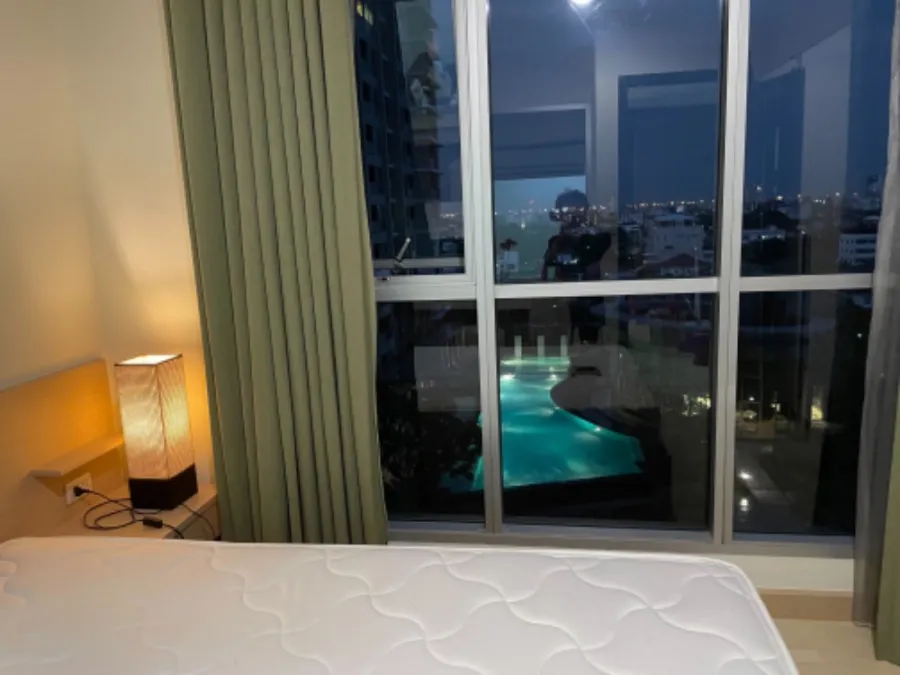 For rent, Rhythm Ratchada, 9th floor, beautiful room, complete with furniture and electrical appliances, book now, don't wait.