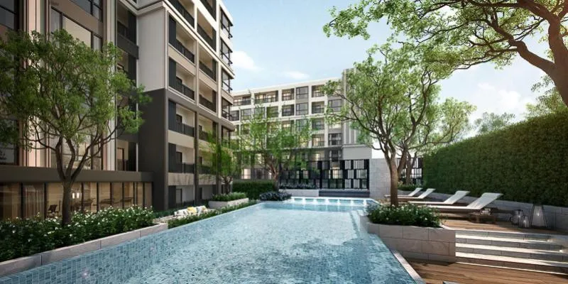 ขายดาวน์ เดอะ เนสท์ สุขุมวิท 64 ชั้น 5 วิวสวนและสระว่ายน้ำ รีบเลย
