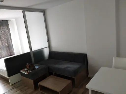 For sale: D Condo On Nut - Rama 9, 4th floor, glass-divided room, fully furnished. Interested? Come and reserve now.