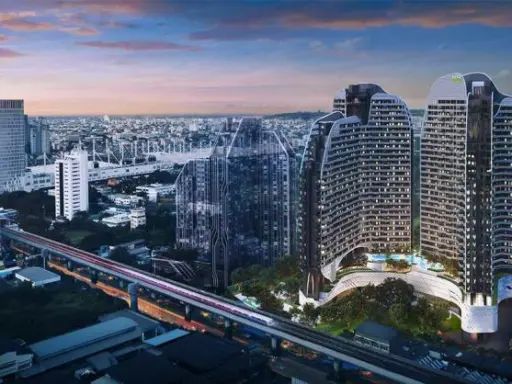 Condo sales down, Ideo Mobi Sukhumvit East Point, studio room, Y-Shape design building, book now !!!