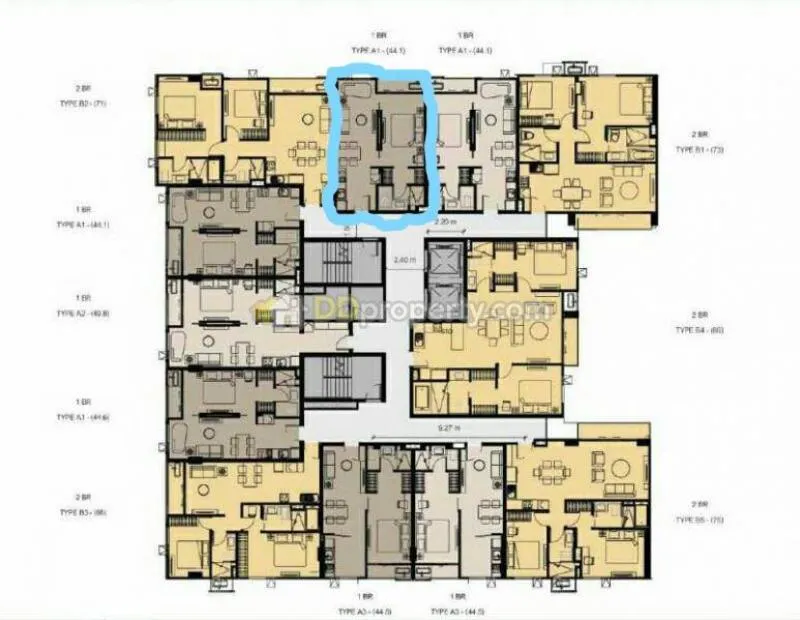 Condo for sale, KLASS SIAM, 1 bedroom, 1 bathroom, size 44.1 sqm., 5th floor.