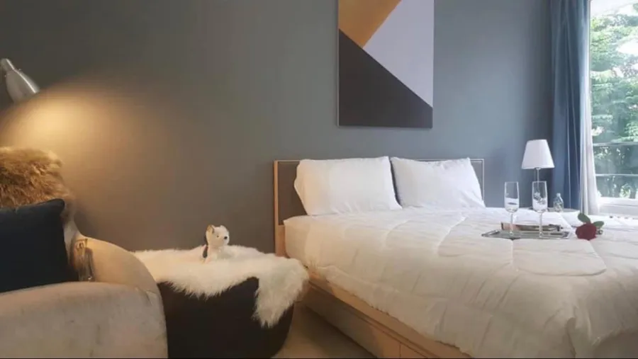 For rent I-House Laguna Garden RCA, Building D, 2nd floor, beautiful room, fully furnished, book now, don't wait.