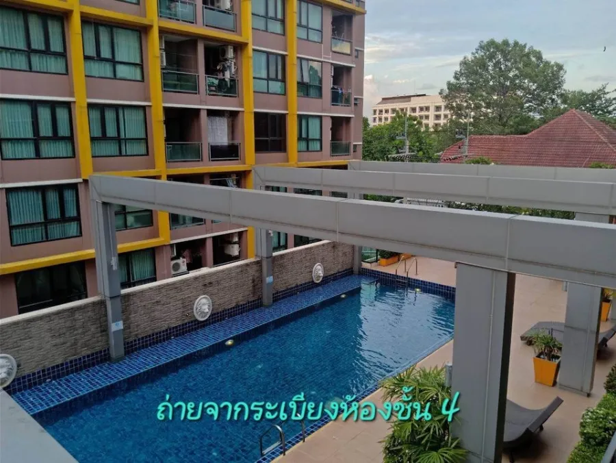 Condo for sale, The Cube Plus Chaengwattana, kitchen separated into privacy. Swimming pool view Hurry and own it now.