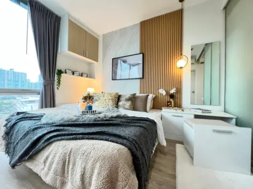 Condo for rent: The Iris Rama 9-Srinakarin. Decorated in a minimalist style, nice to live in, good price, reserve first, stay first.