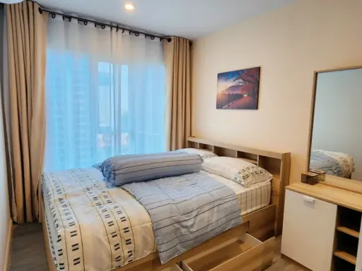 ให้เช่า Regent Home Bangna One bed room ชั้น 16 ได้วิวสูง เฟอร์ เครื่องใช้ไฟฟ้าครบ ลากกระเป๋าเข้าอยู่ได้เลย