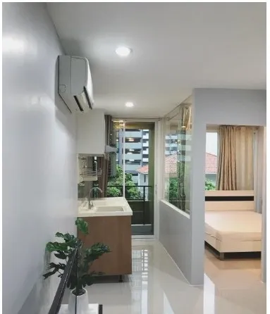 ให้เช่า คอนโดทัวร์มาลีน ไลท์ 1 ห้องนอน 28 ตรม. ระเบียงห้องนอนหันทิศใต้ ตกแต่งครบชุด จองเลย