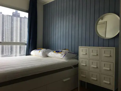 For rent, LPN Srinakarin-Huamark Station, size 26 sq.m., 16th floor, fully furnished room. Like this need reservation
