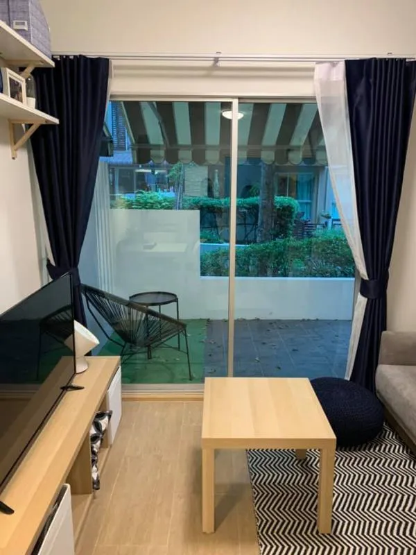 Condo for rent, A Space Sukhumvit 77, newly decorated room, very beautiful Fully furnished There is an area in front of the room, urgently book.