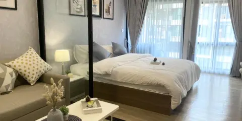 ????พร้อมอยู่!???? /by owner/ สองปี 13,000 เฟอร์ครบ เตียง King Size ให้เช่าเคฟทาวน์สเปซ ติด ม.กรุงเทพฯ