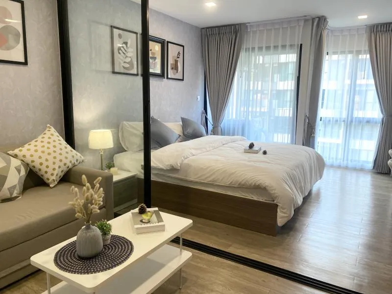 ????พร้อมอยู่!???? /by owner/ สองปี 13,000 เฟอร์ครบ เตียง King Size ให้เช่าเคฟทาวน์สเปซ ติด ม.กรุงเทพฯ