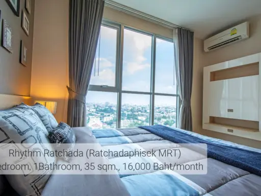 For rent Rhythm Ratchada, the most beautiful room, pool view, built-in furniture, very nice, can't miss it.