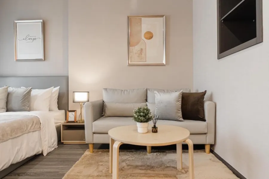 Condo Ideo Q Chula-Samyan, 24th floor, good view, decorated room, very nice to sleep, minimalist, very minimal, good like this, book now.