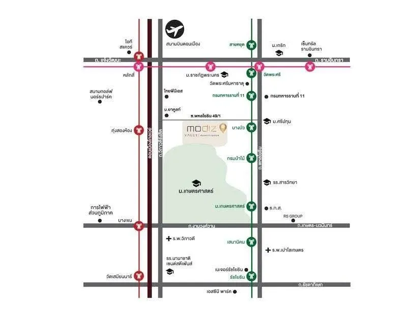 ขายดาวน์ Modiz Vault Kaset Sripatum แบบ 1 bedroom exclusive ชั้น 15 ห้องทางทิศเหนือ รีบจองเลย