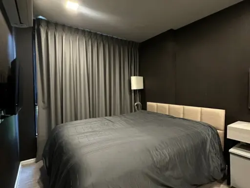 For rent: Condo Kave Ava Rangsit, garden view room, must be decorated in cool gray-black tones, comes with complete facilities, don't miss out, hurry