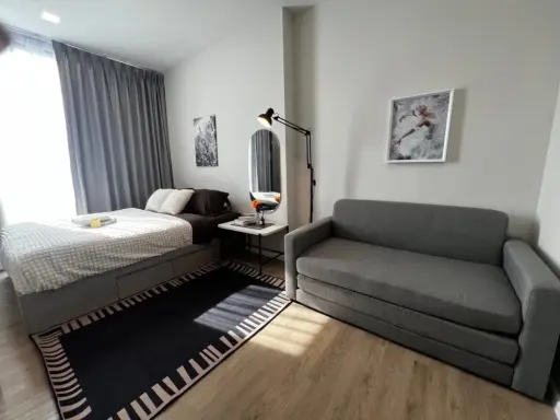For rent: Modiz Rhyme Ramkhamhaeng, 19th floor, garden view, corner room, beautiful room, fully furnished, ready to move in!