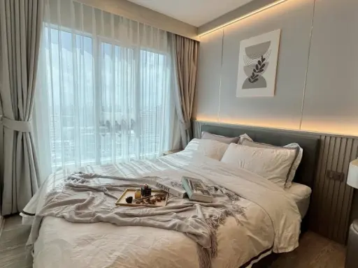 For rent: Regent Home Bangna, headboard facing north, beautiful view, no blocked view, see the Chao Phraya River, fully decorated in a premium style,