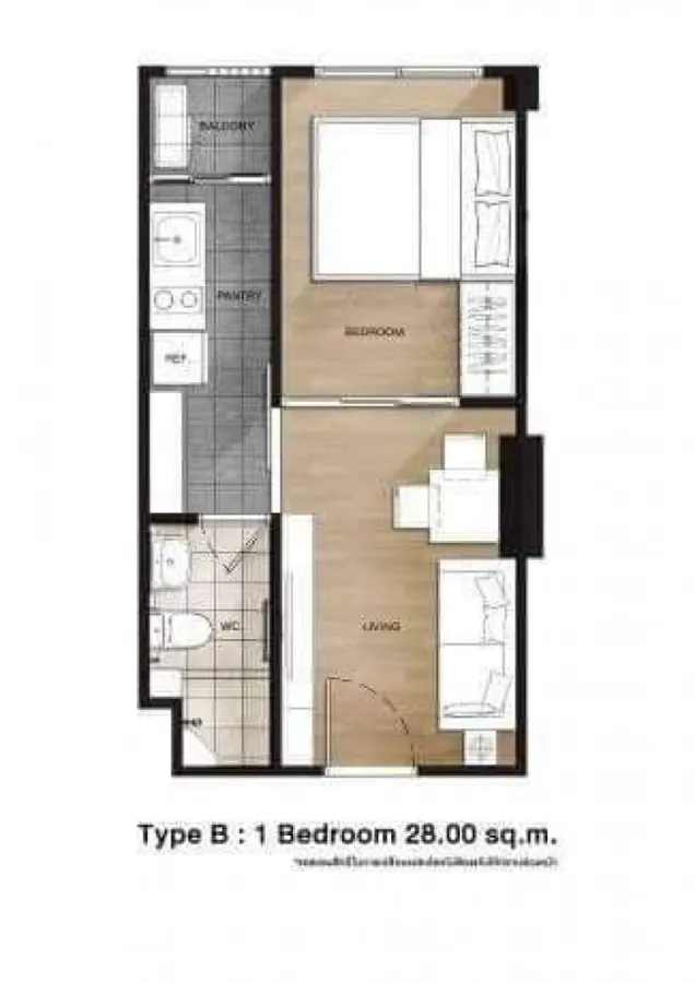 For rent The Kith Plus Phaholyothin-Khu Khot. Large corner room, river view, complete furniture and electrical appliances. Book now.