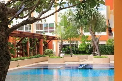 For rent, PG RAMA 9 Condominium, room with good wallpaper, great price, convenient, complete here, come book now, don't miss out.