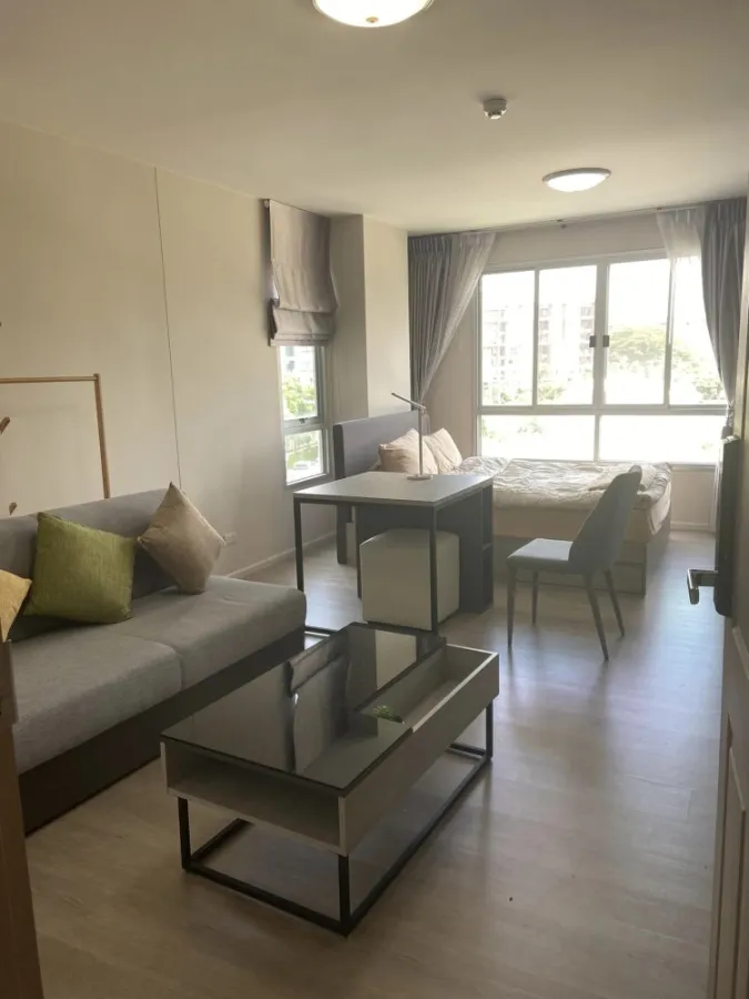 For rent, D Condo, Campus Dome, Rangsit, Phase 3, corner room, fully furnished, livable, hurry up and book now.