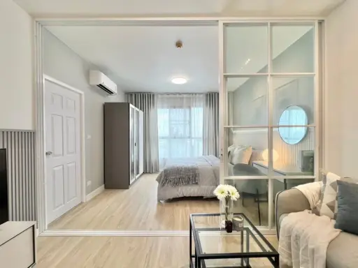 Condo for sale, Be You Chokchai 4, nice decorated room, comfortable white tone, comfortable price Hurry up to catch and reserve today.