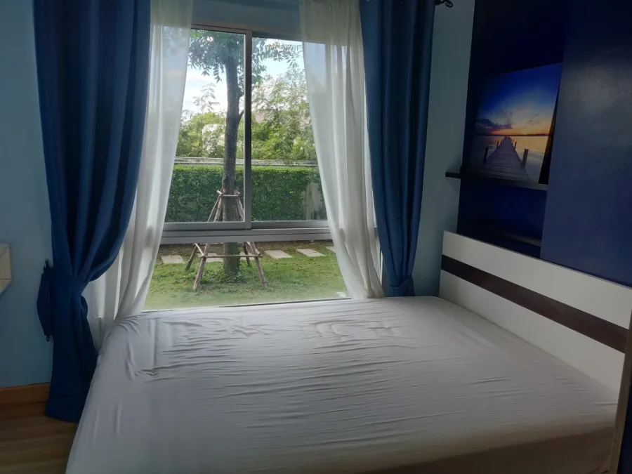 For rent, The Kith Lite Bangkadi-Tiwanon, 1st floor, garden view, nicely decorated. Good washing machine. Book now.