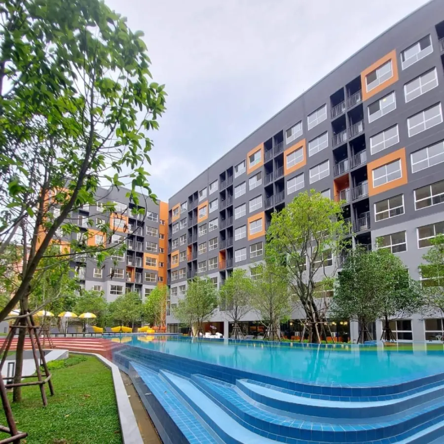 For Rent พลัมคอนโด รังสิต เฟรช ตึก B ชั้น 6 วิวนอก พร้อมเครื่องซักผ้าในตัว สะดวกสบายสุดๆ จองเลย