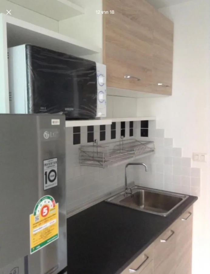For rent, Unio Charan, 3 rooms, ready to move in. simple decoration Complete set of furniture If you don't reserve, you'll miss a lot.
